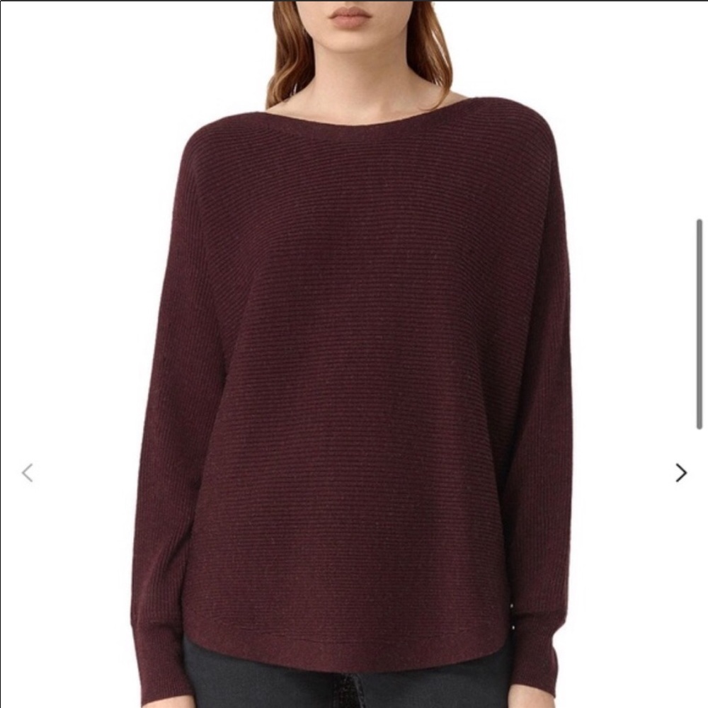 All Saints Eisa 100% merino wool boat neck sweater